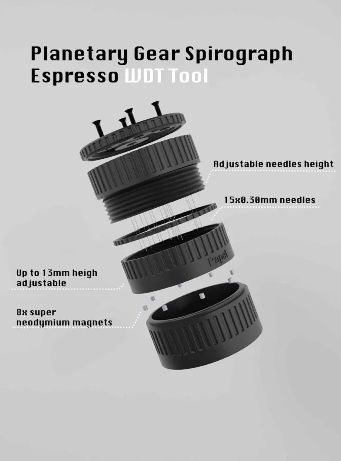 Planetary Gear Spirograph Espresso WDT Tool (Adjustable Length)