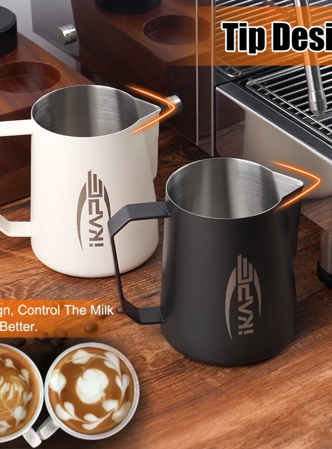 IKAPE Milk Frothing Pitcher – Premium Stainless Steel Steaming Pitcher for Latte Art