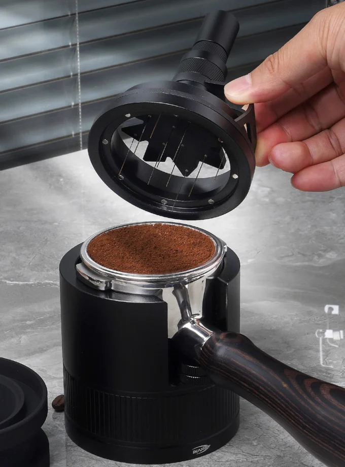 IKAPE Rotary WDT Tool V2 – Espresso Distribution Stirrer with Adjustable 0.25mm Needles and Stand